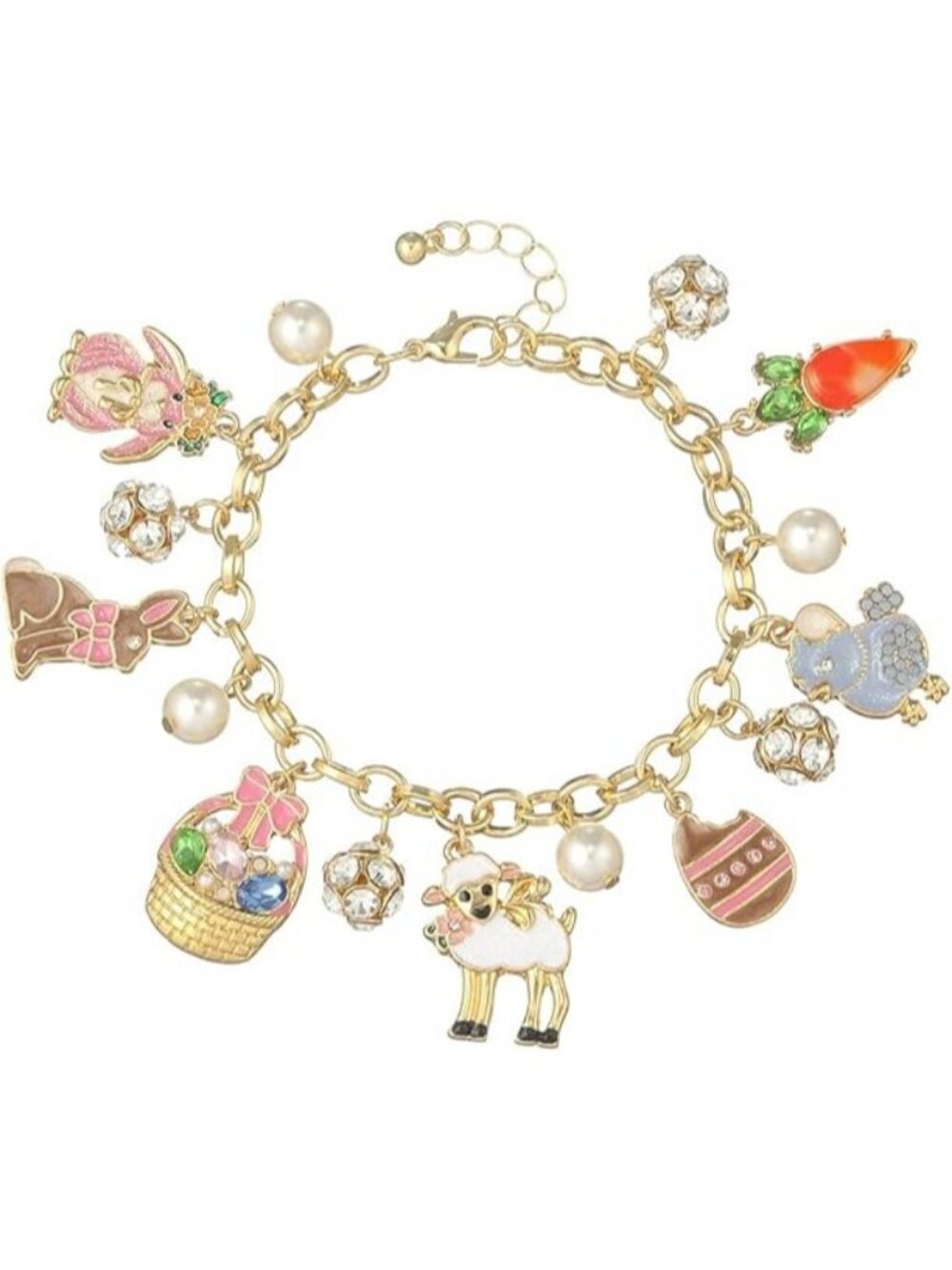 Easter Bunny Cute Charm Bracelet Gold Chain Bracelet Colorful Bracelet Jewelry